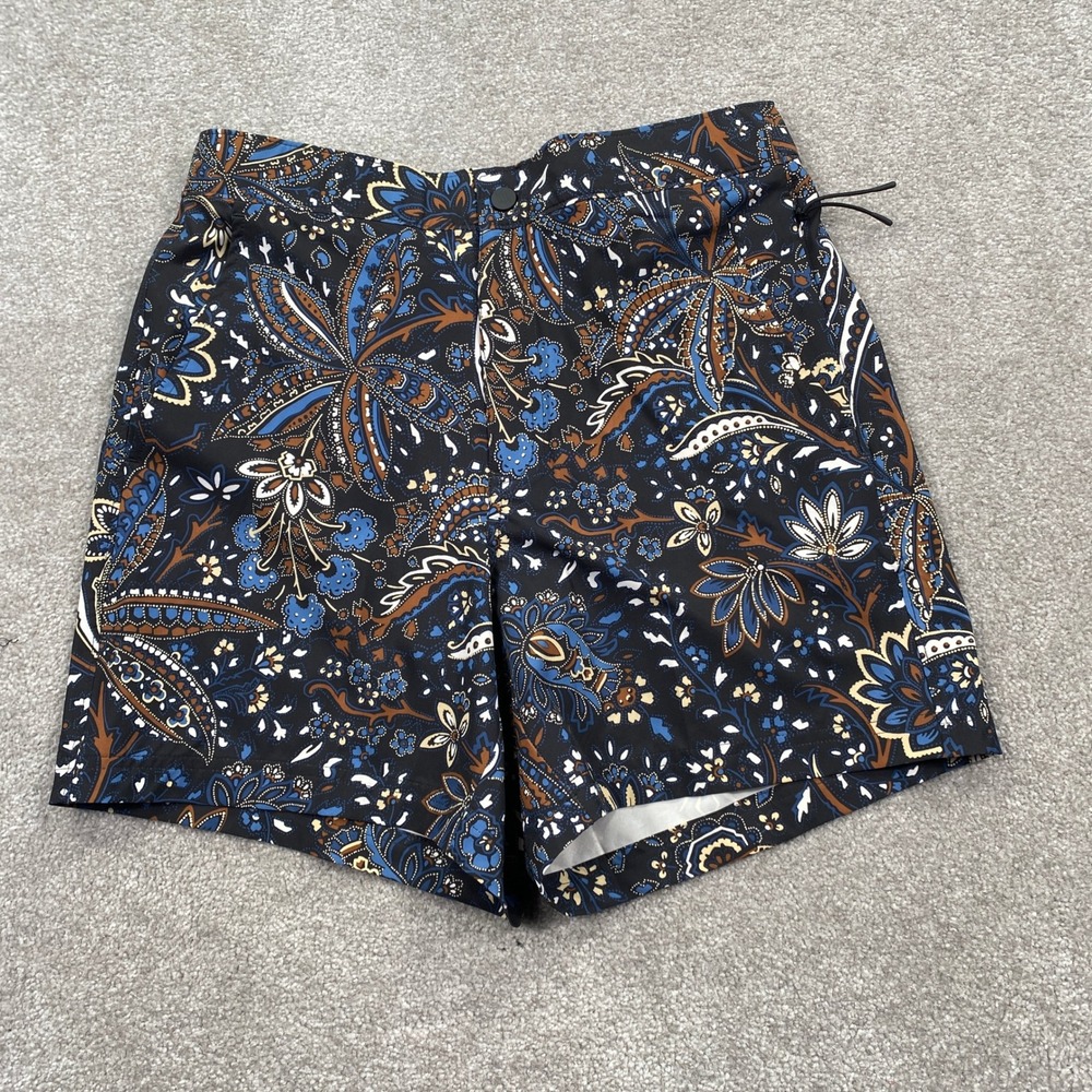 VRST Mens Resort Short 6" Paisley Wallflower Black Multi Relaxed Fit Small NWT